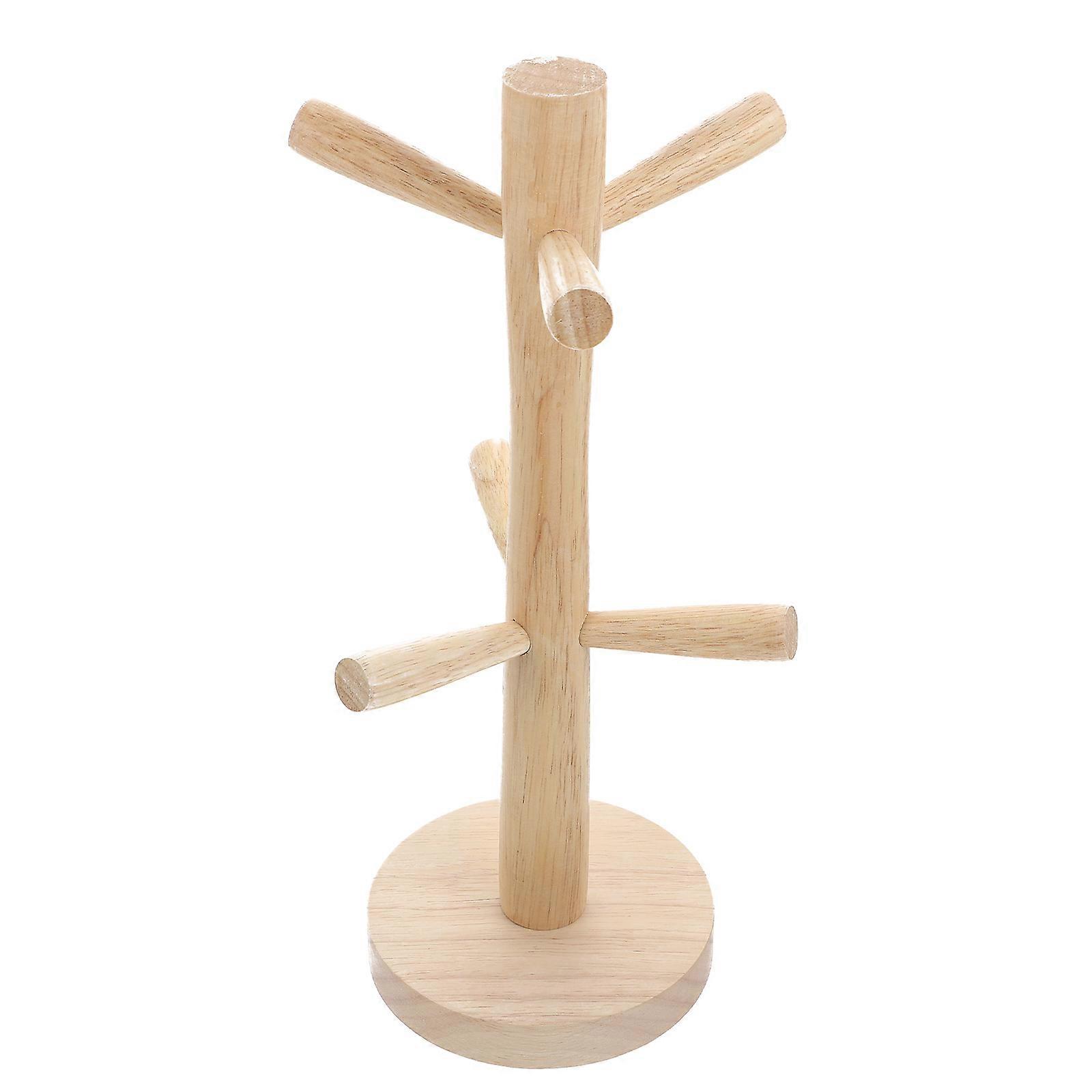 1pc Wooden Upside Down Water Storage Rack Hanging Cup Shelf Solid Wood