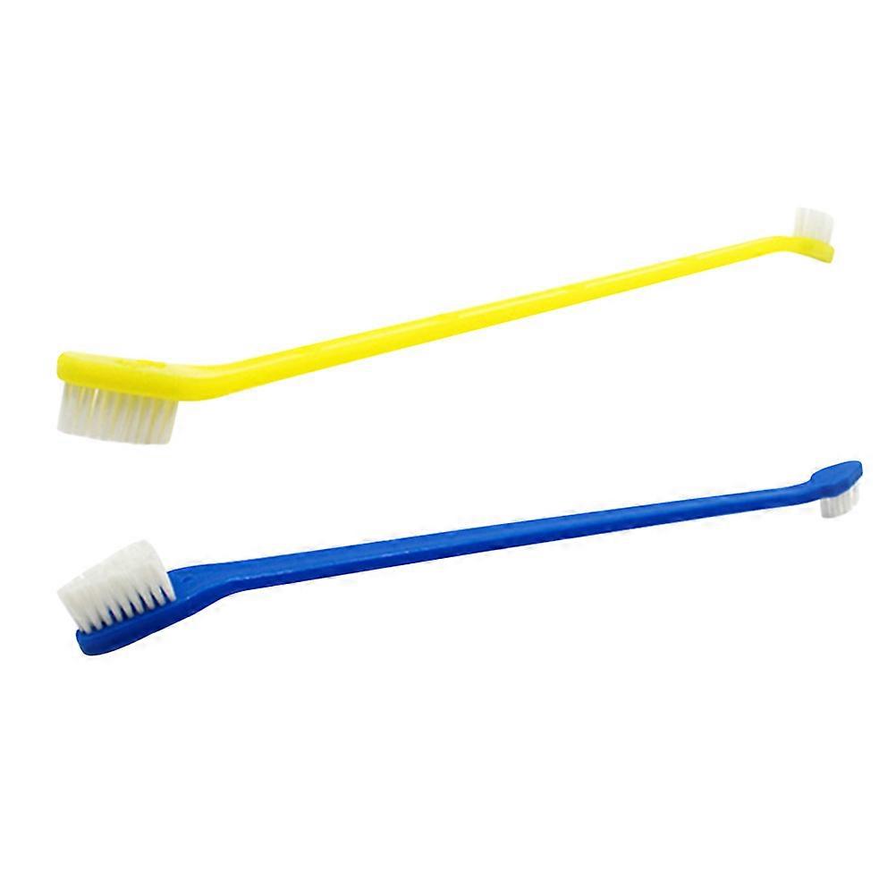 Dual End Pet Toothbrush for Dogs and Cats Assorted Color Soft Bristles Promotes Healthy Teeth and Gums 2pcs