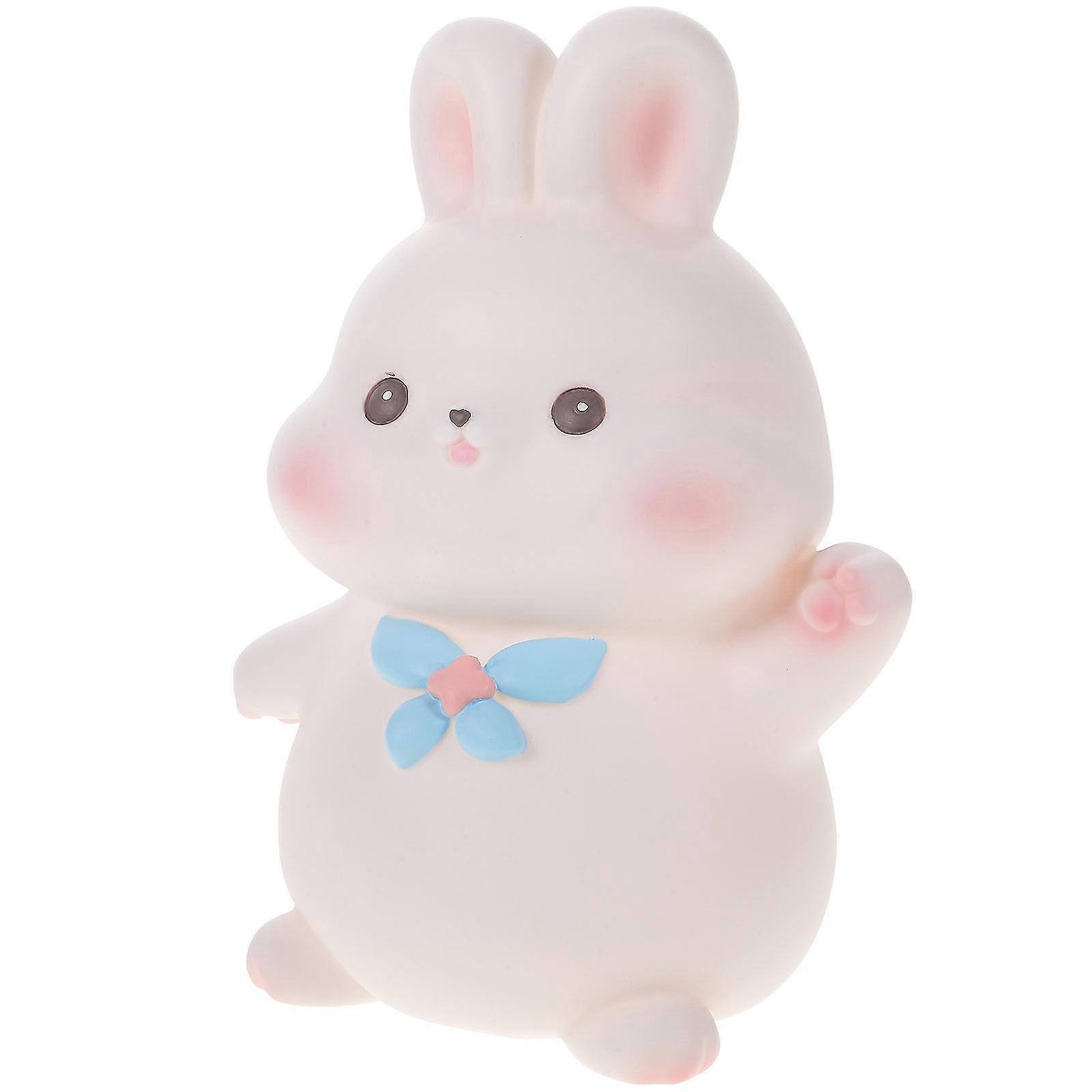 Cute Style Rabbit Shaped Saving Pot Desktop Decor Coin Container Rubber Enamel 1Pcs