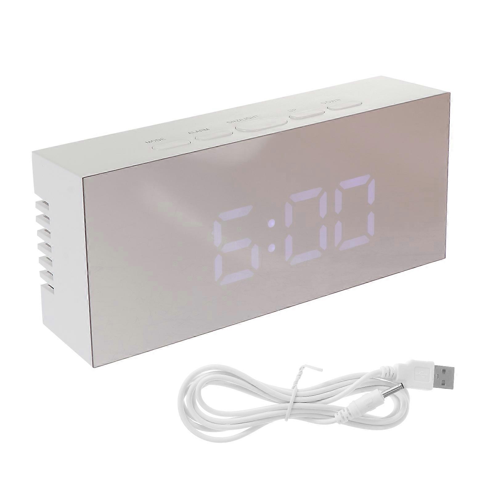 LED Mirror Surface Alarm Clock with Brightness Control, USB & AAA Powered, for Bedroom, Kitchen & Office Use, Practical Design for Makeup & Time