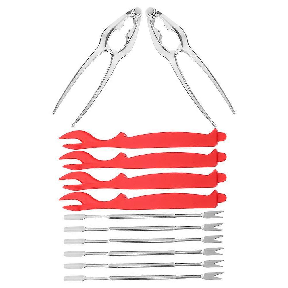 Crab Forks And Crackers Set Elegant Design Stainless Steel And Plastic 15.30X3.30X1.20CM For Seafood Market Family Gatherings 12Pcs