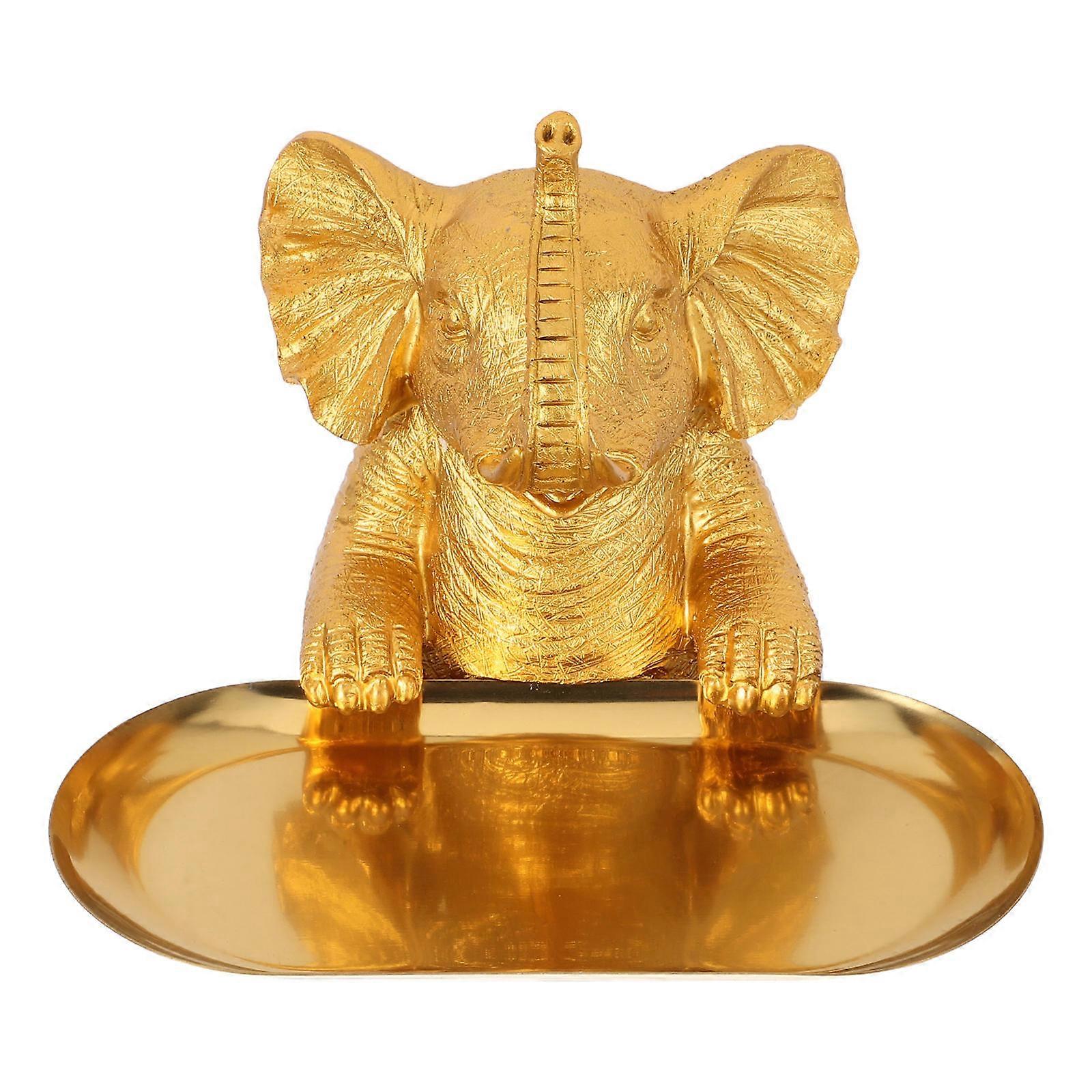Elephant Candy Tray Golden Resin Accessory Tray for Storing, Convenient Bird Feeding