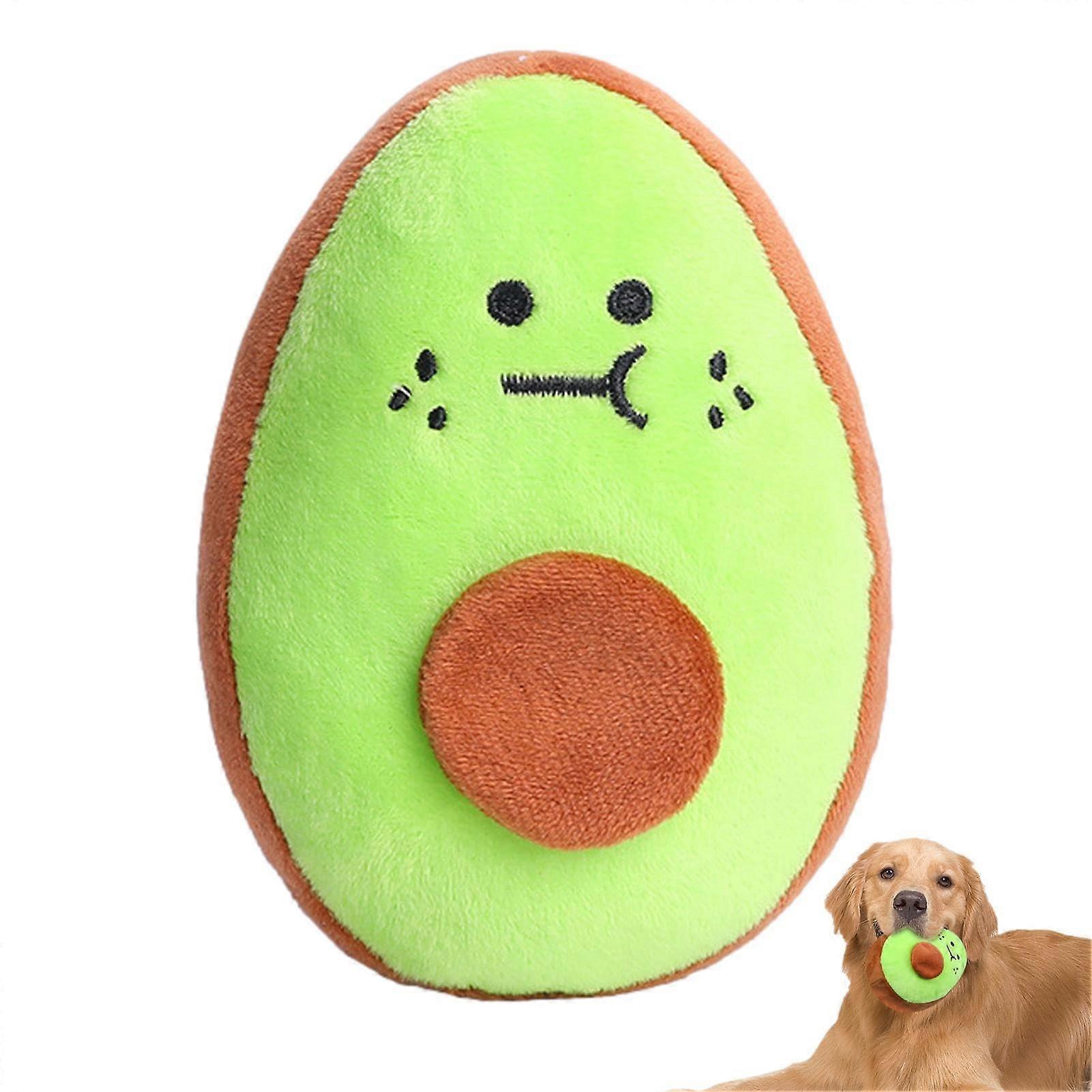 Squeaky Dog Toy - Soft Plush Avocado Chew Toy for Puppies and Small to Large Dogs - Teeth Cleaning, Squeaky Sound