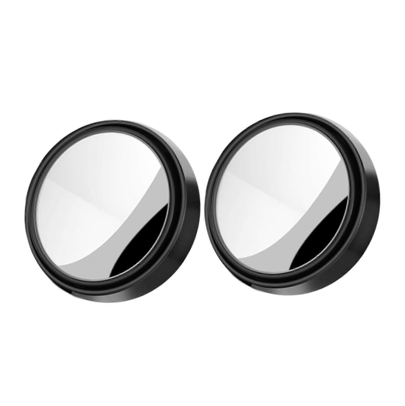 2 PCs Auto Rearview Mirror Round Blind Spot Mirror 360-Degree Rotating Wide Angle Small Black Auxiliary Mirror