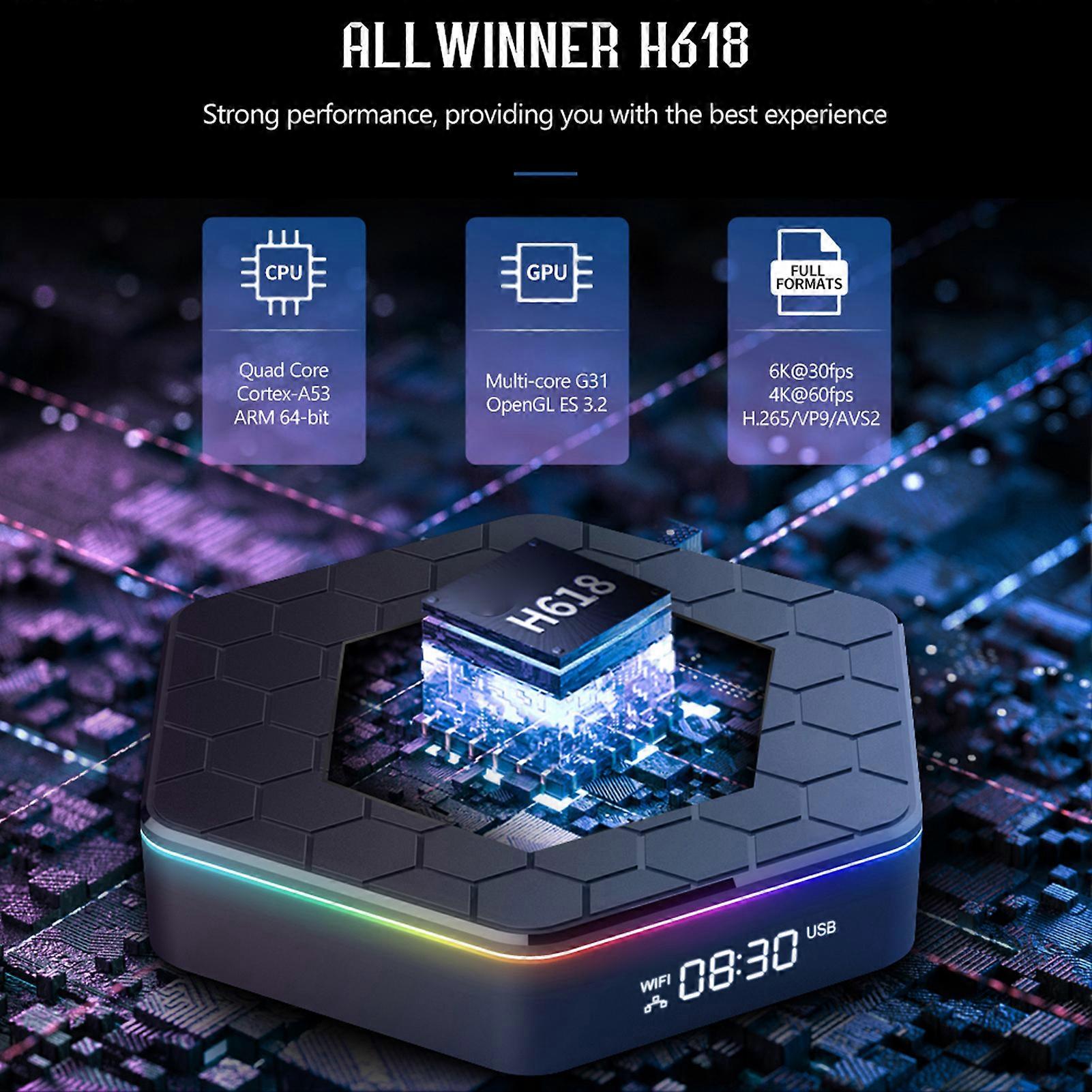 Smart Home 4K Media Player TV Box - Android 12, WiFi6, BT 5.0, 6K Decoding, Quad-Core