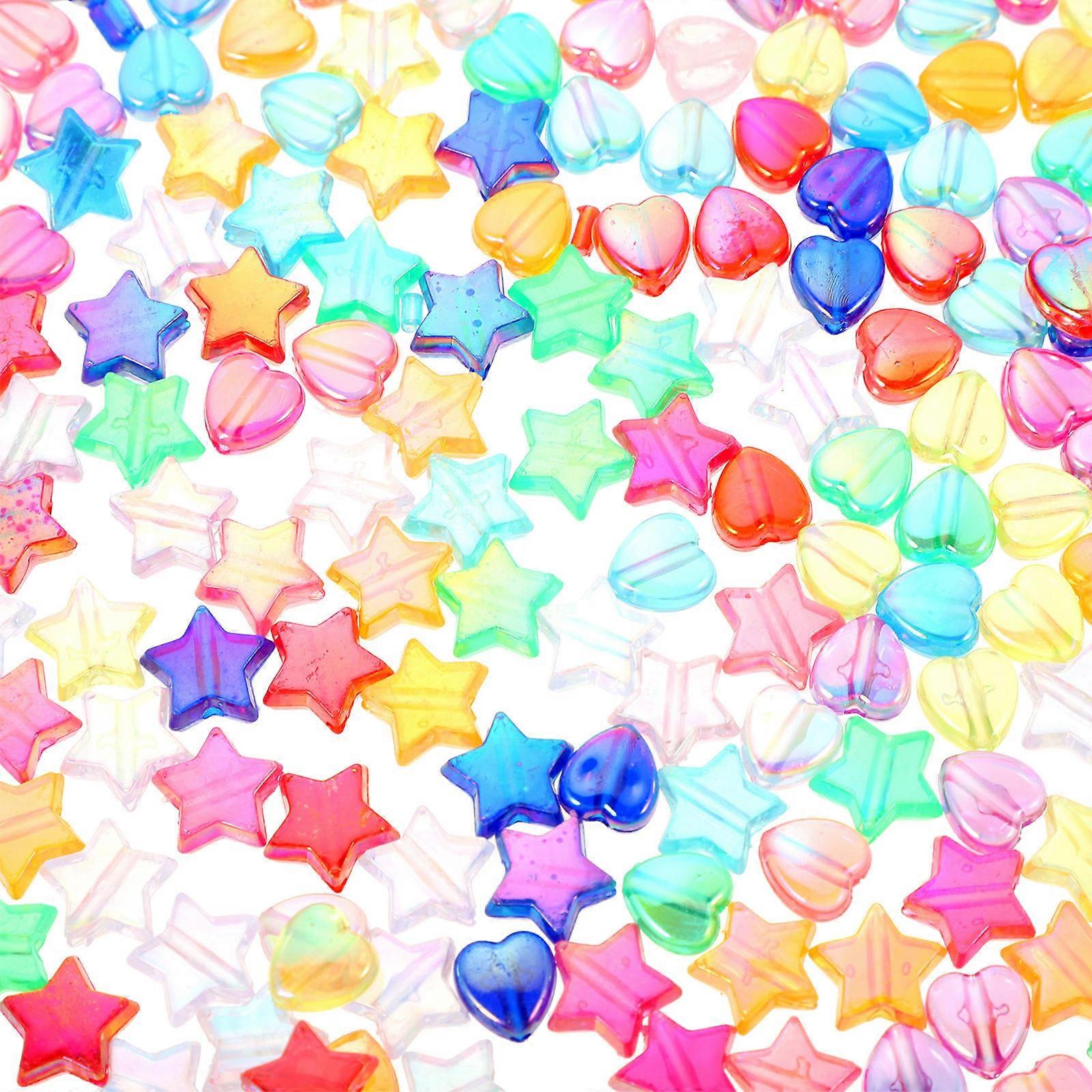 DIY Jewelry Making Acrylic Beads 500Pcs Star Heart Shape Multi For Various Art Projects