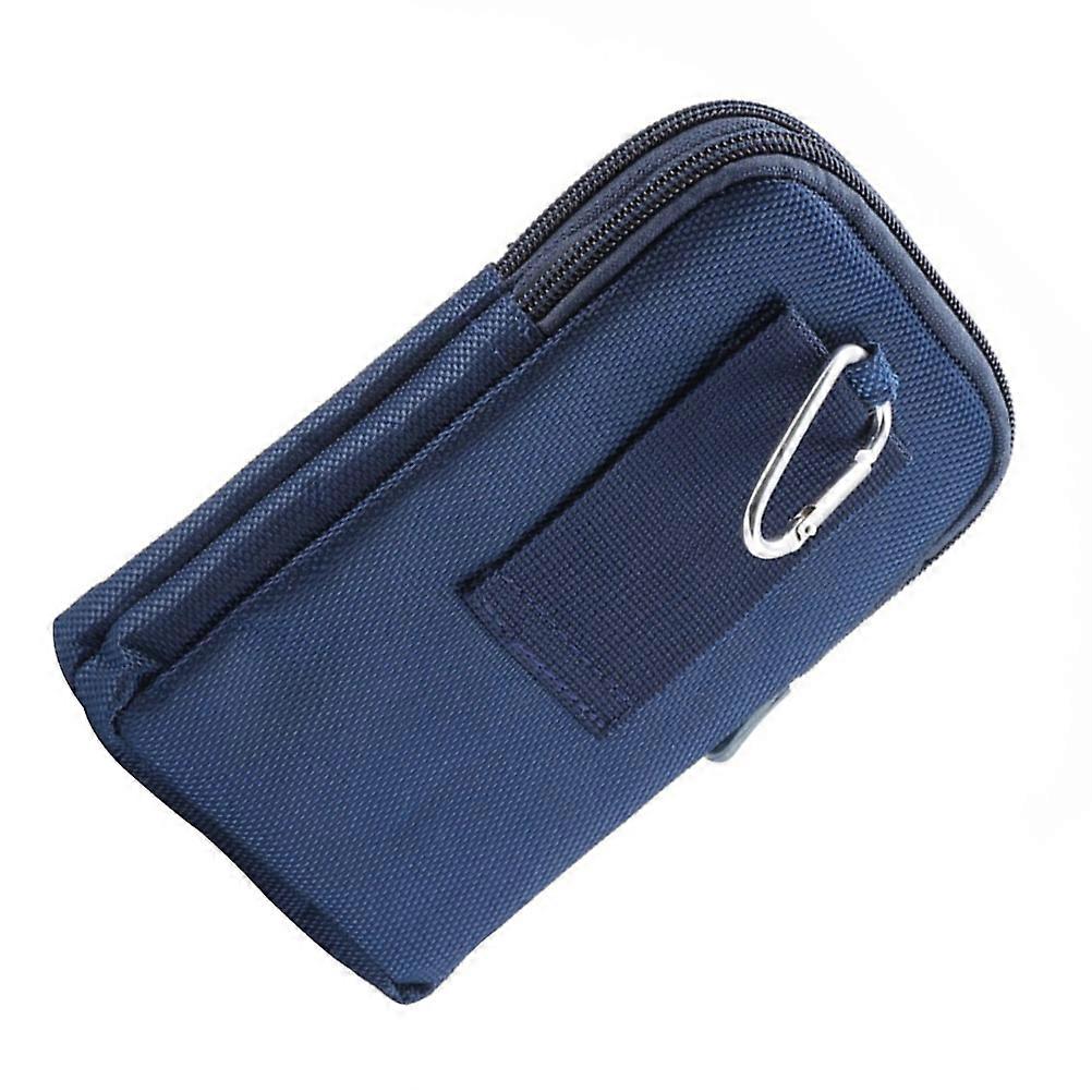 Blue Nylon Waist Bag with Double Zippered Pouch for Storing Cards and Phone Lightweight Compact Design for Home Use
