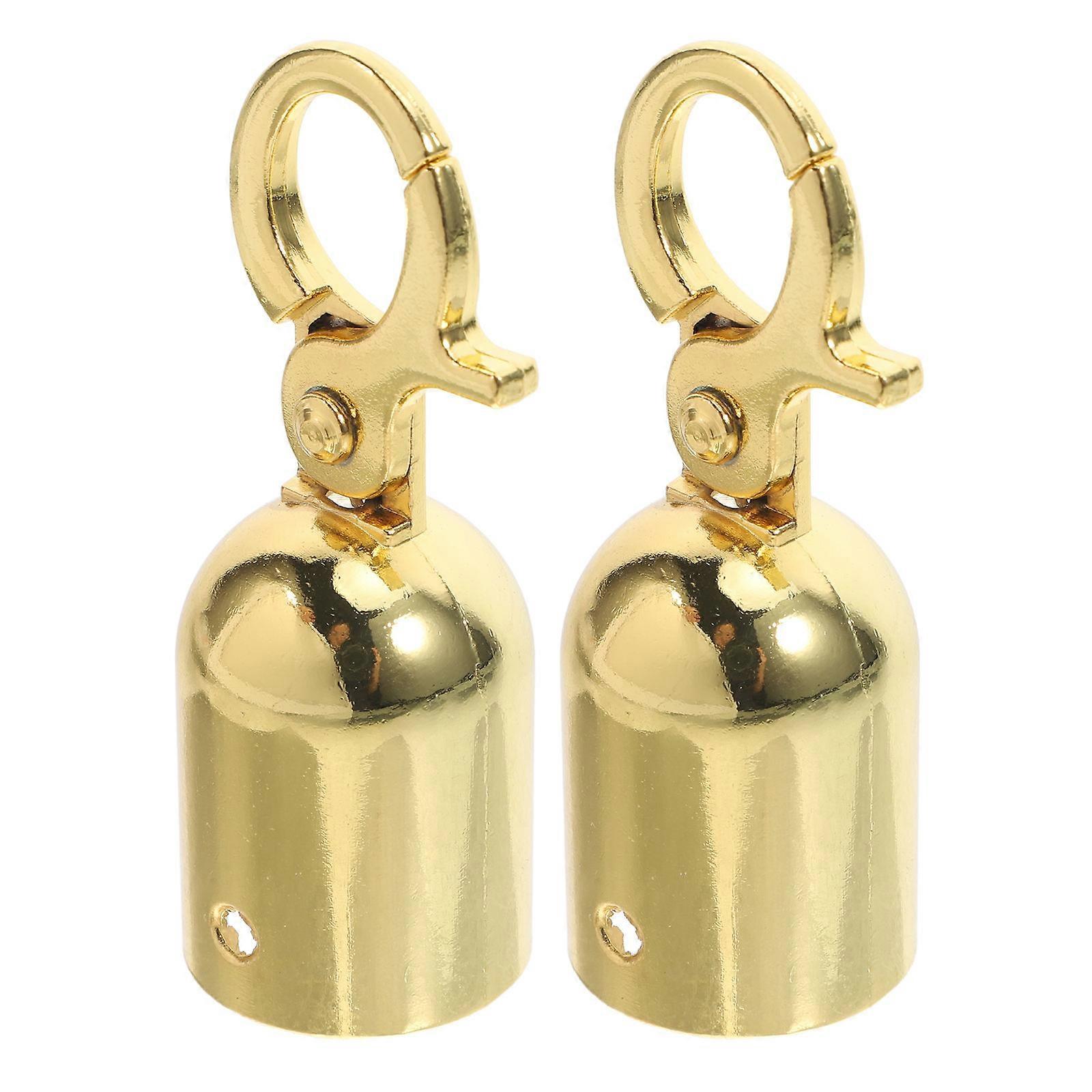 2Pcs Stanchion Rope End Stopper Cord End Caps Barrier Rope End Hooks for Crowd Control Queue Divider Golden