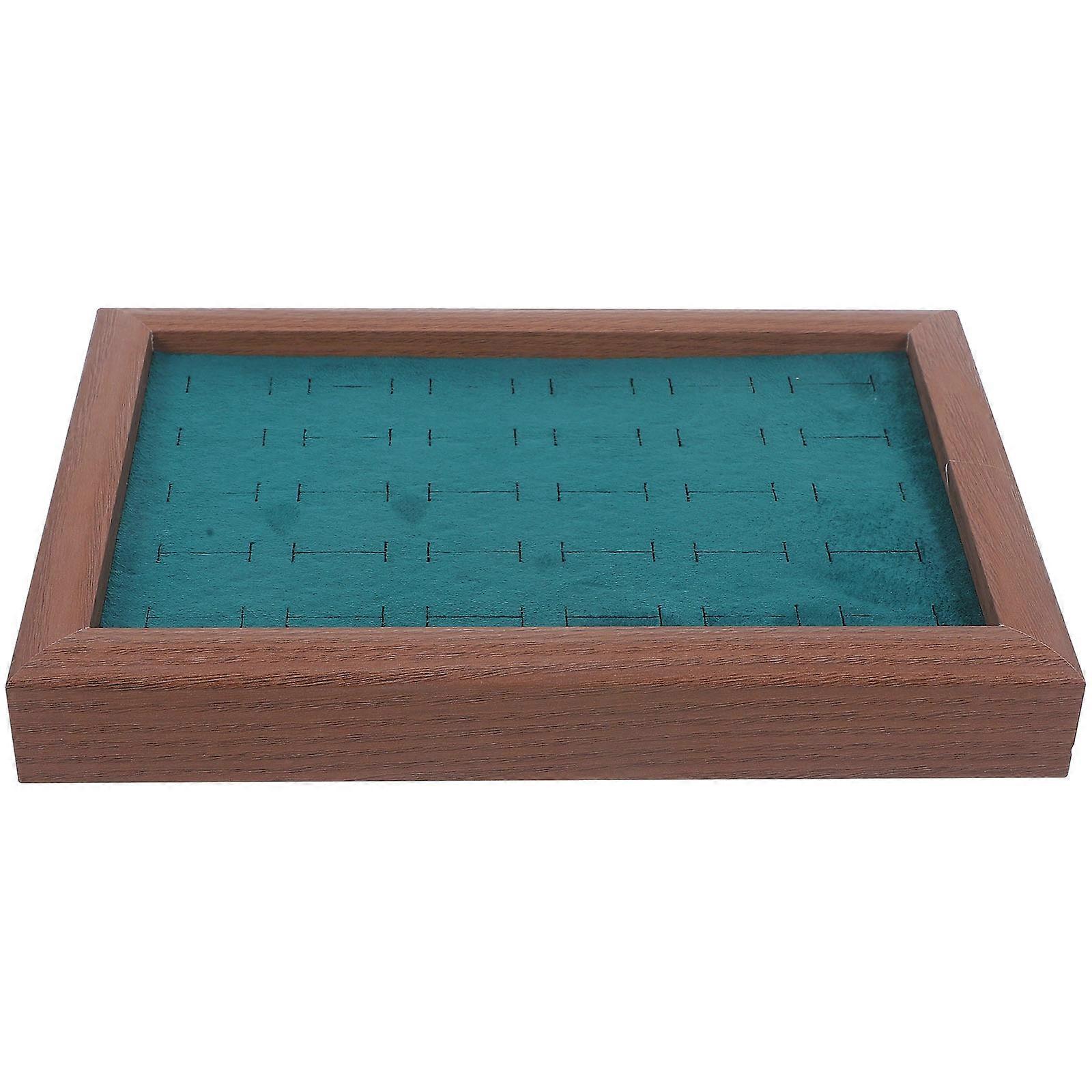 Ring Display Tray Multi-Slots Design Valnøtt Mønster Svamp Beskyttelse mot Riper Og Skader Forretningsreiser 1 stk