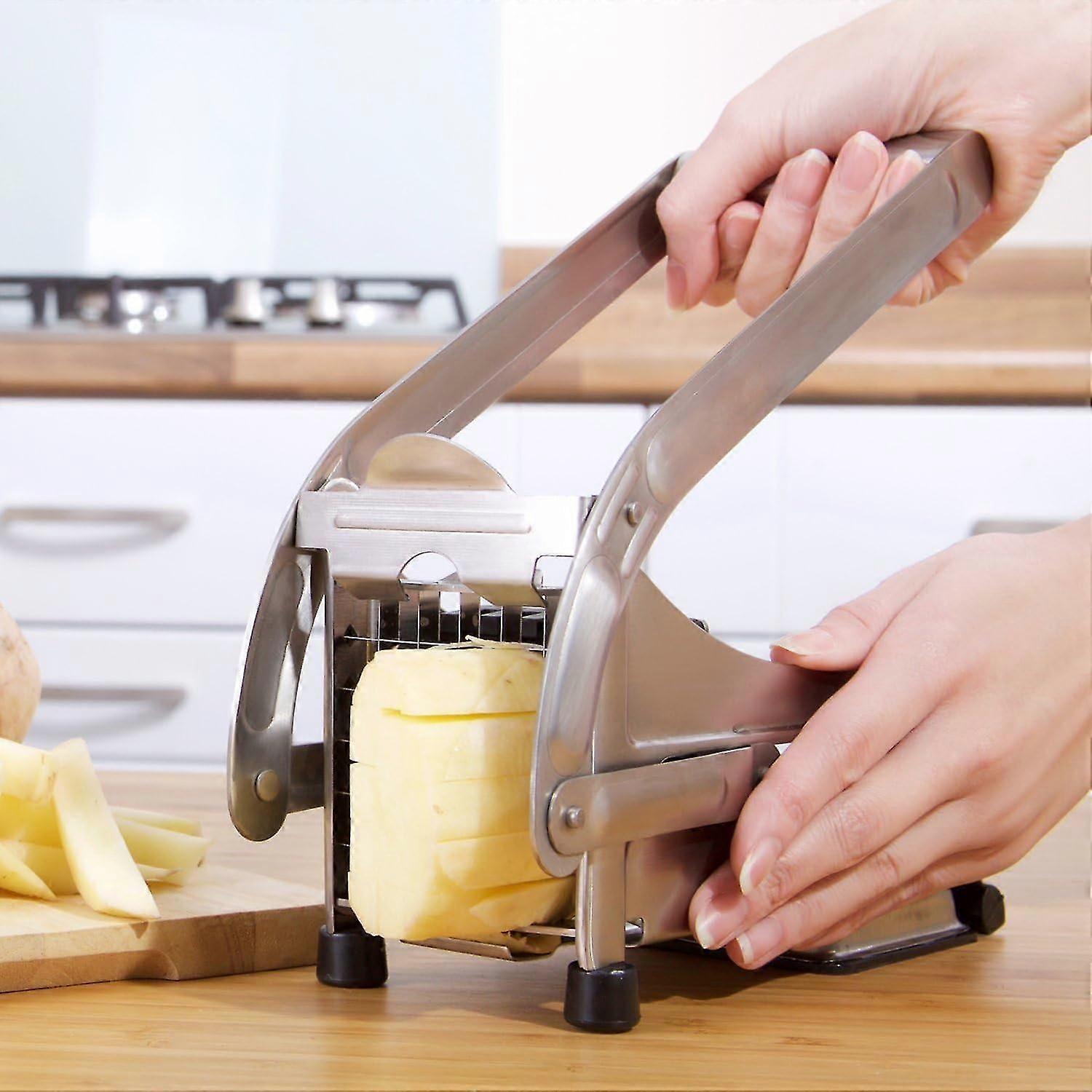 Pommes Frites Cutter, enthält zwei scharfe Edelstahlklingen und eine sichere Saugbasis