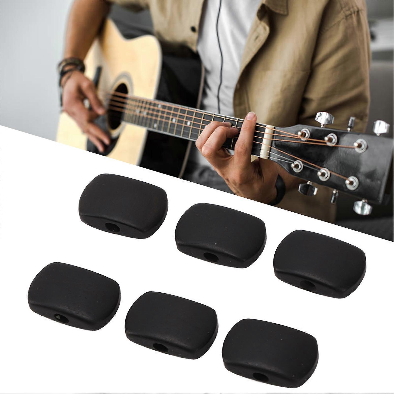 6Set Guitar Tuning Peg Buttons Ebony Metal Tuner Machine Head Button for Electric GuitarsLarge Rectangle 