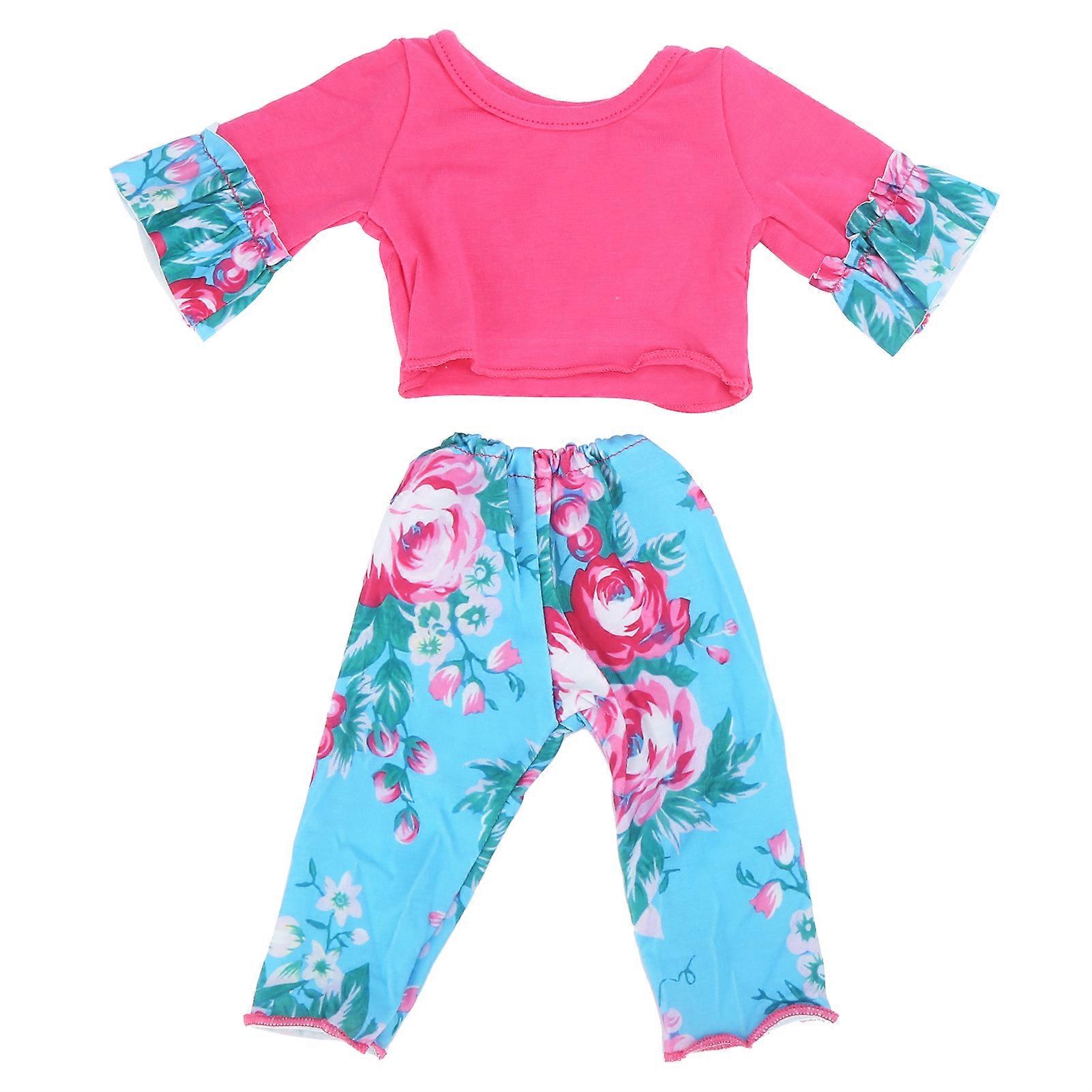 Exquisite Pattern Doll Clothes Tops and Pants Stylish Outfit Accessories for 18inch DollQD18-058