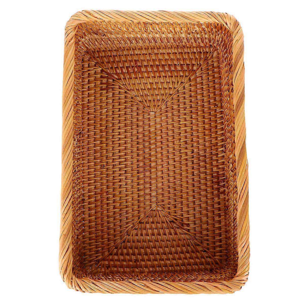 1 قطعة الروطان المنسوجة سلة تخزين اليد المنسوجة مربع تخزين مربع لمكتب فندق المنزل استخدام الحجم S