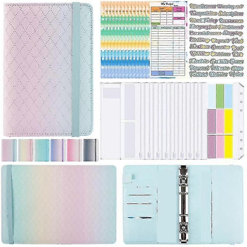 A6 Gradient Macaron Binder Hand Ledger Notebook Pu, Green Pink SZRH A-YH