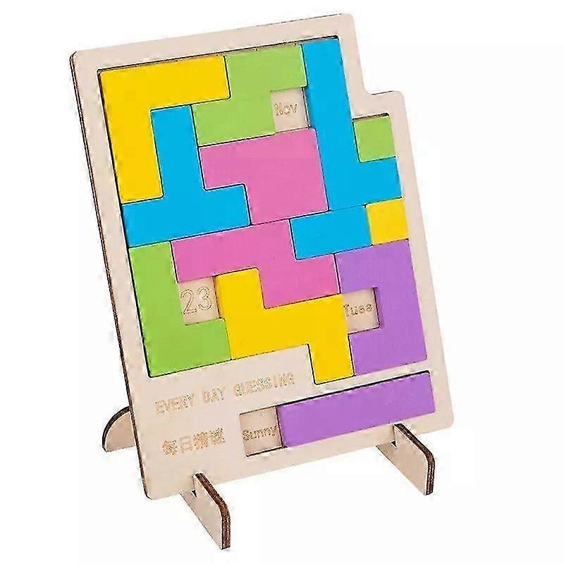 Wooden Daily Puzzle Calendar 2025 Page a Day with 365 Days Challenges