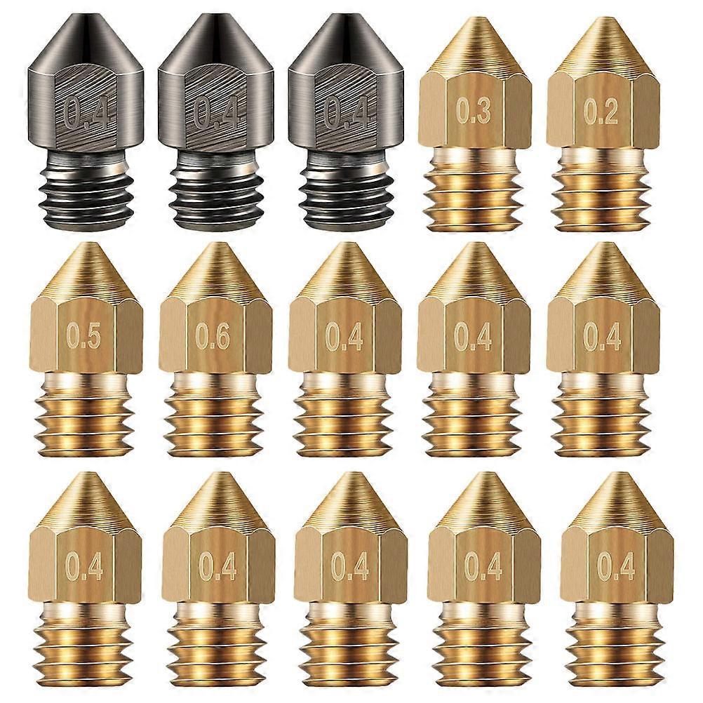 Abrasion Resistant 15Pcs 3D Printer Nozzles Tool Kit For 3D Printer Nozzle Users Assorted Color Service Life