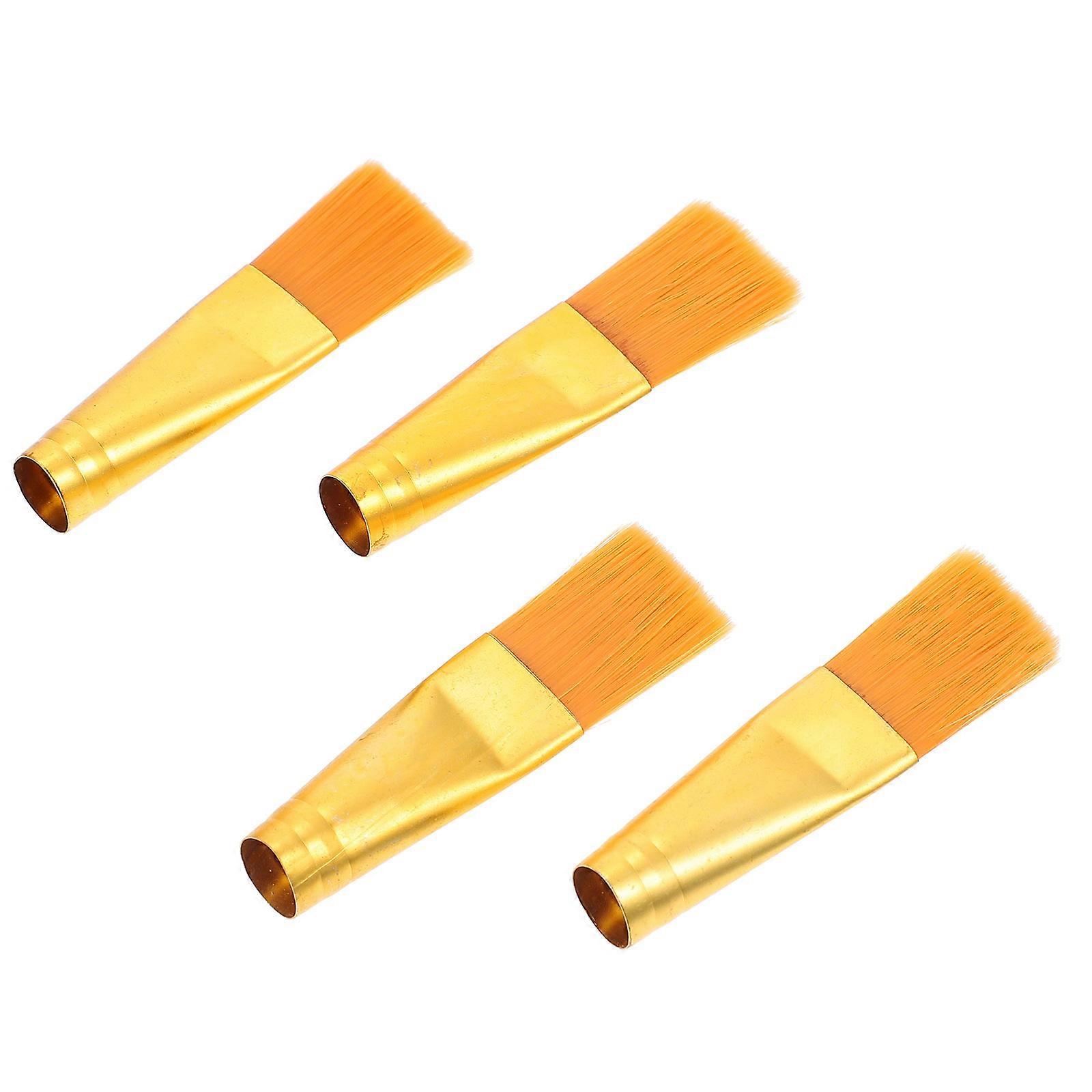 Teapot Cleaning Brush Heads 4Pcs For Practical Tea Set Maintenance And Makeup Application In Golden Color