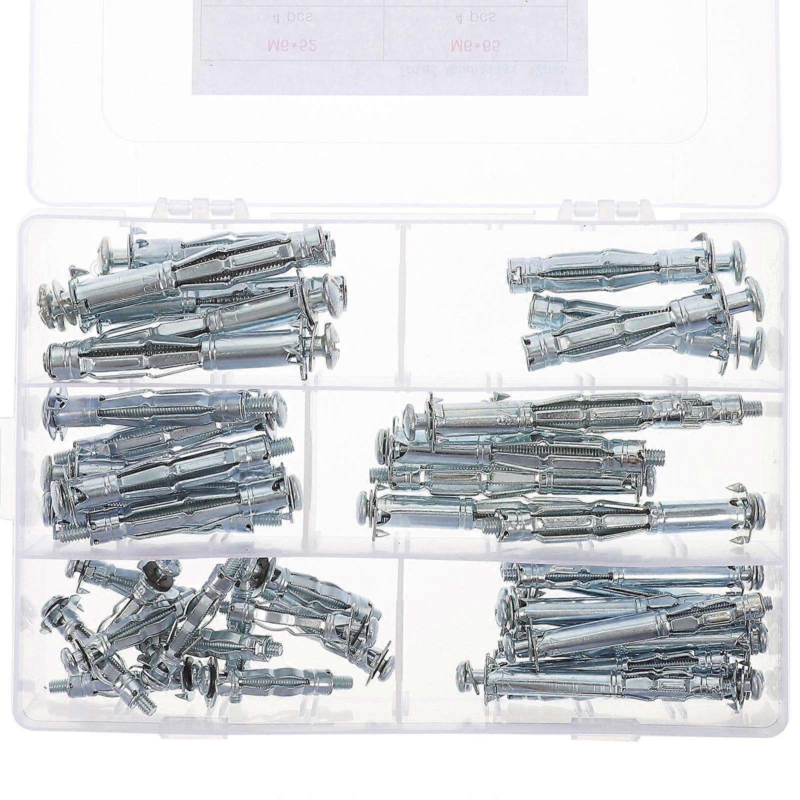 42pcs Hollow Door Expansion Nut Wall Anchors for Drywall Fixing – Strong Support for Curtain Rods, Lamps, Frames and More