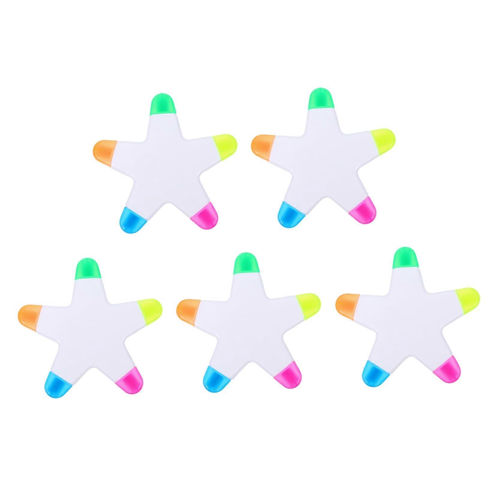 Five Colour Flower Brush Petal Highlighter Pastel Tip Multicoloured Pen