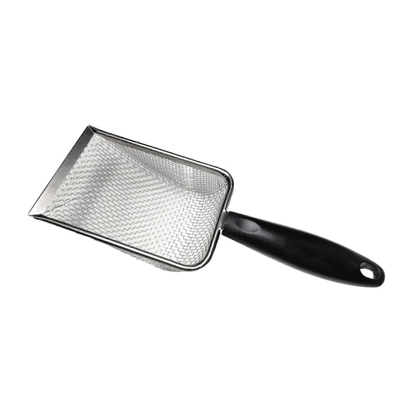 Edelstahl Sand Metallschaufel Sieb, Feinmaschiges Sandsieb für Strand und Garten, Robuste Edelstahl-Krabbenschaufel 30x25 cm