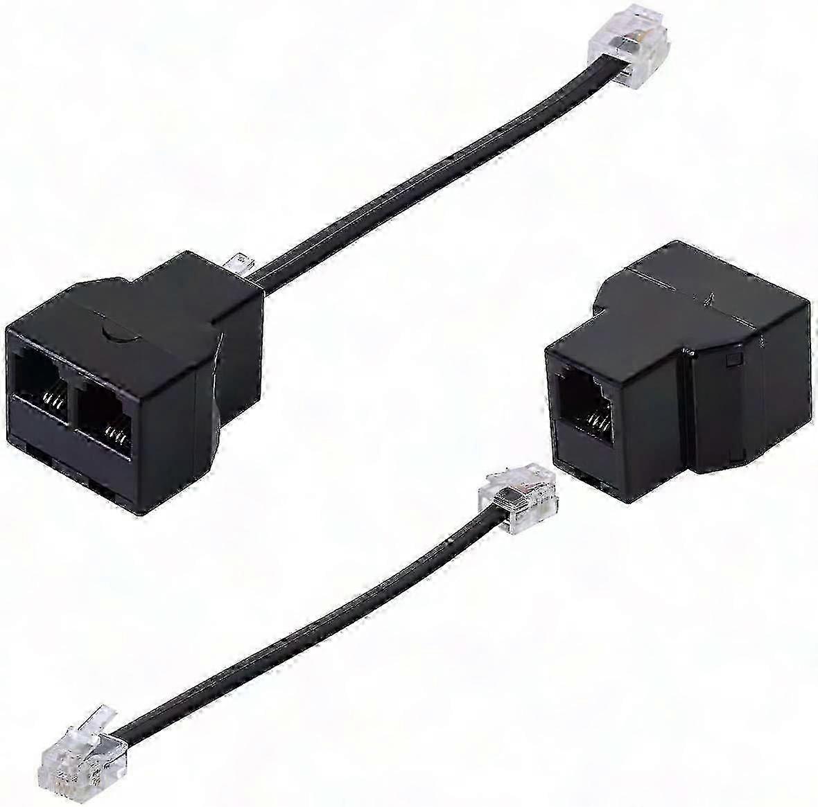 RJ11 Telephone Splitter 2pack Black Telephone Line Cable Adapter