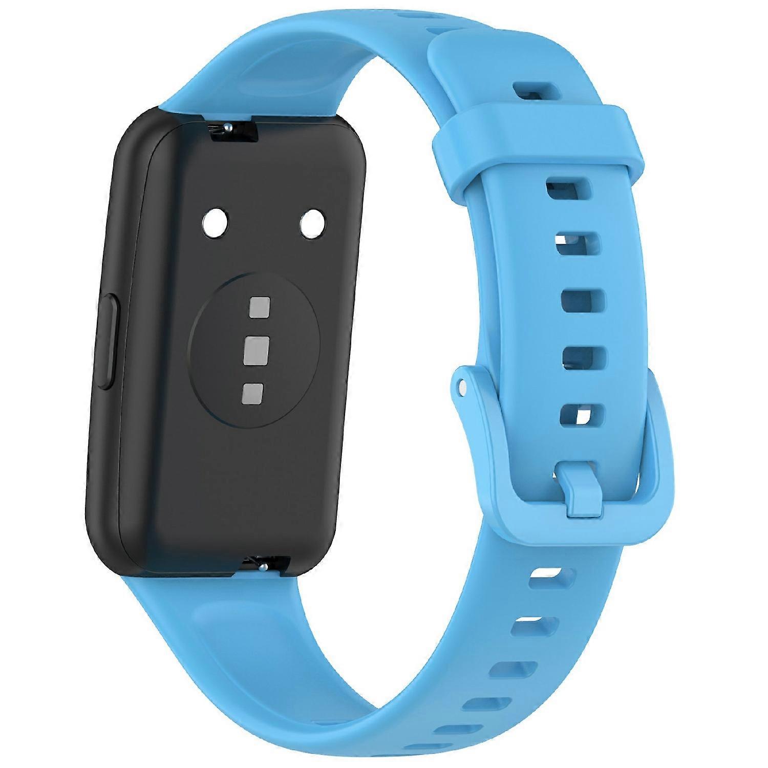 For Huawei Band 7 Silicone Watch Band Solid Color Replacement Strap - Sky Blue