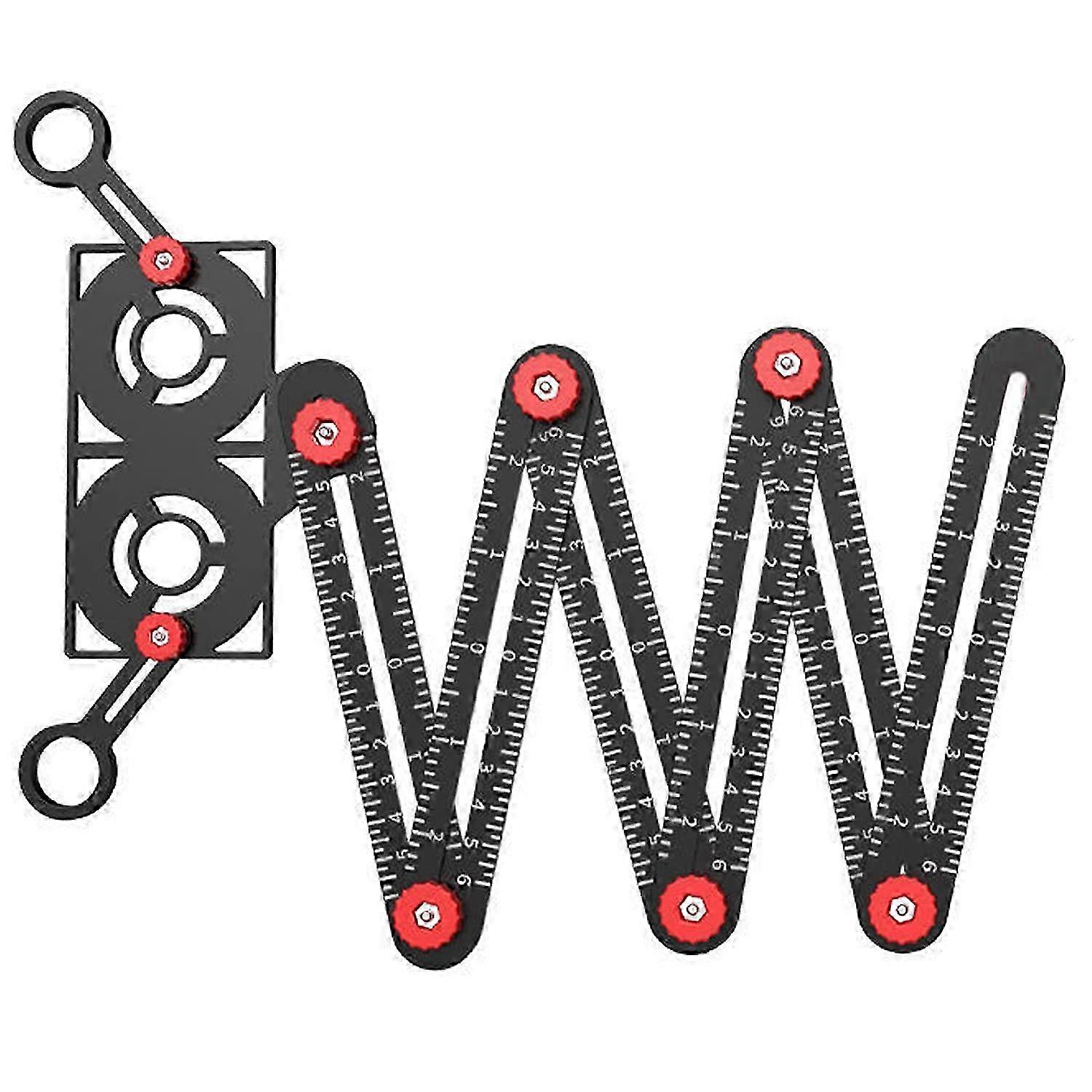 6 Sided Folding Measuring Ruler, Multi Angle Measuring Ruler with 6 Positioning Holes Made of High Quality Aluminum Alloy, Tile Pattern Tool for Archi
