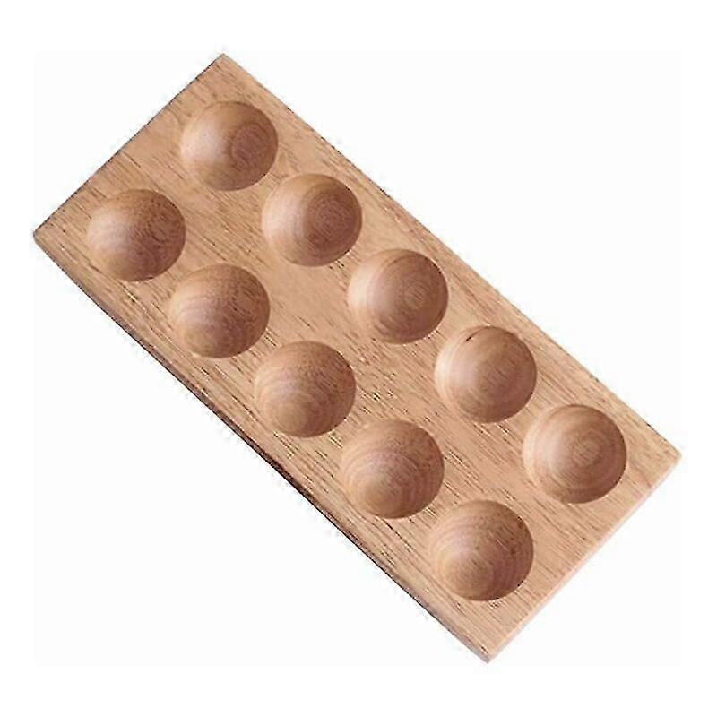 Natural Wooden Egg Holder Rack, 10 Egg Storage Box Refrigerator Egg Holder Container Egg Tray -