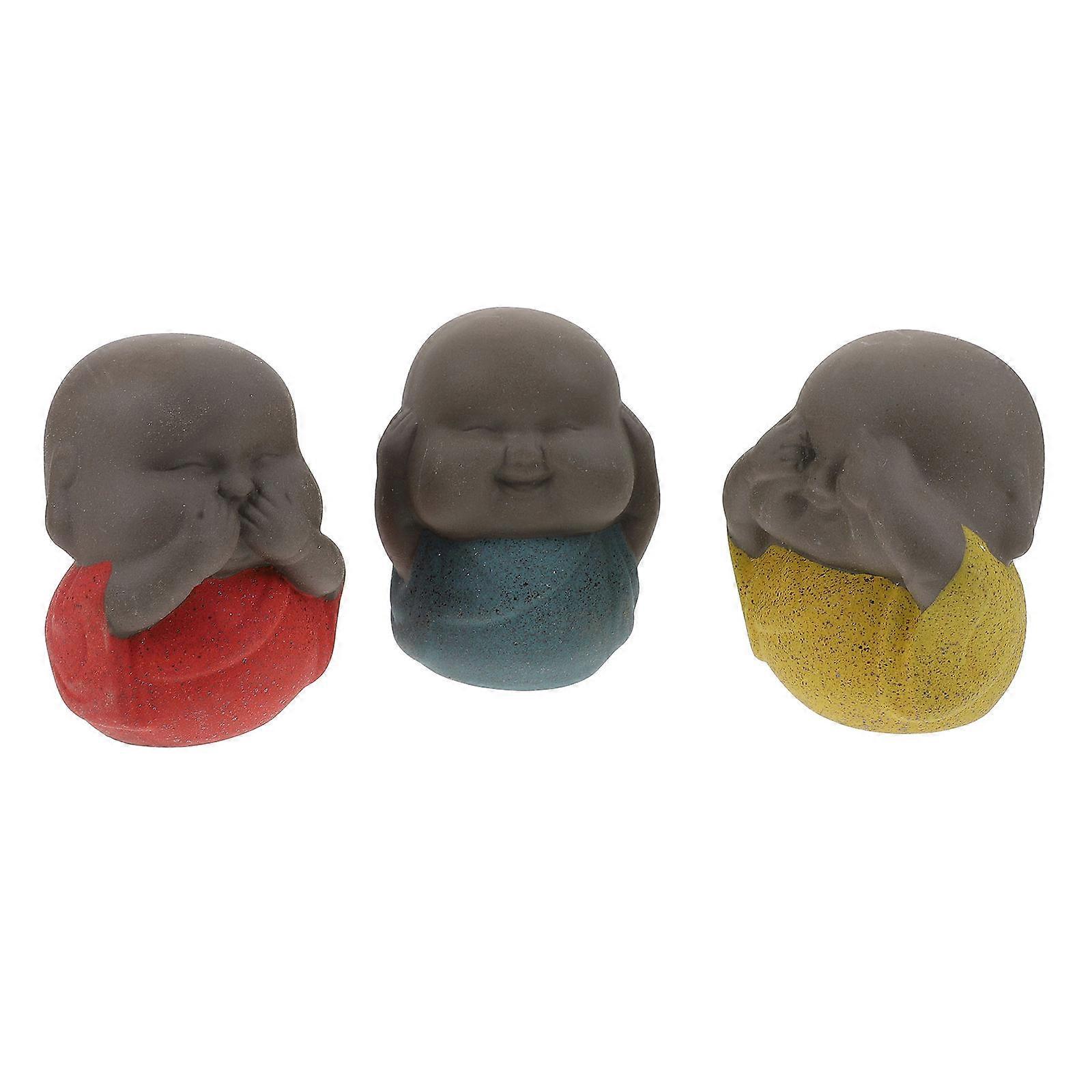 Monk-Shape Pet Adornment Ceramic Decoration 3Pcs Set