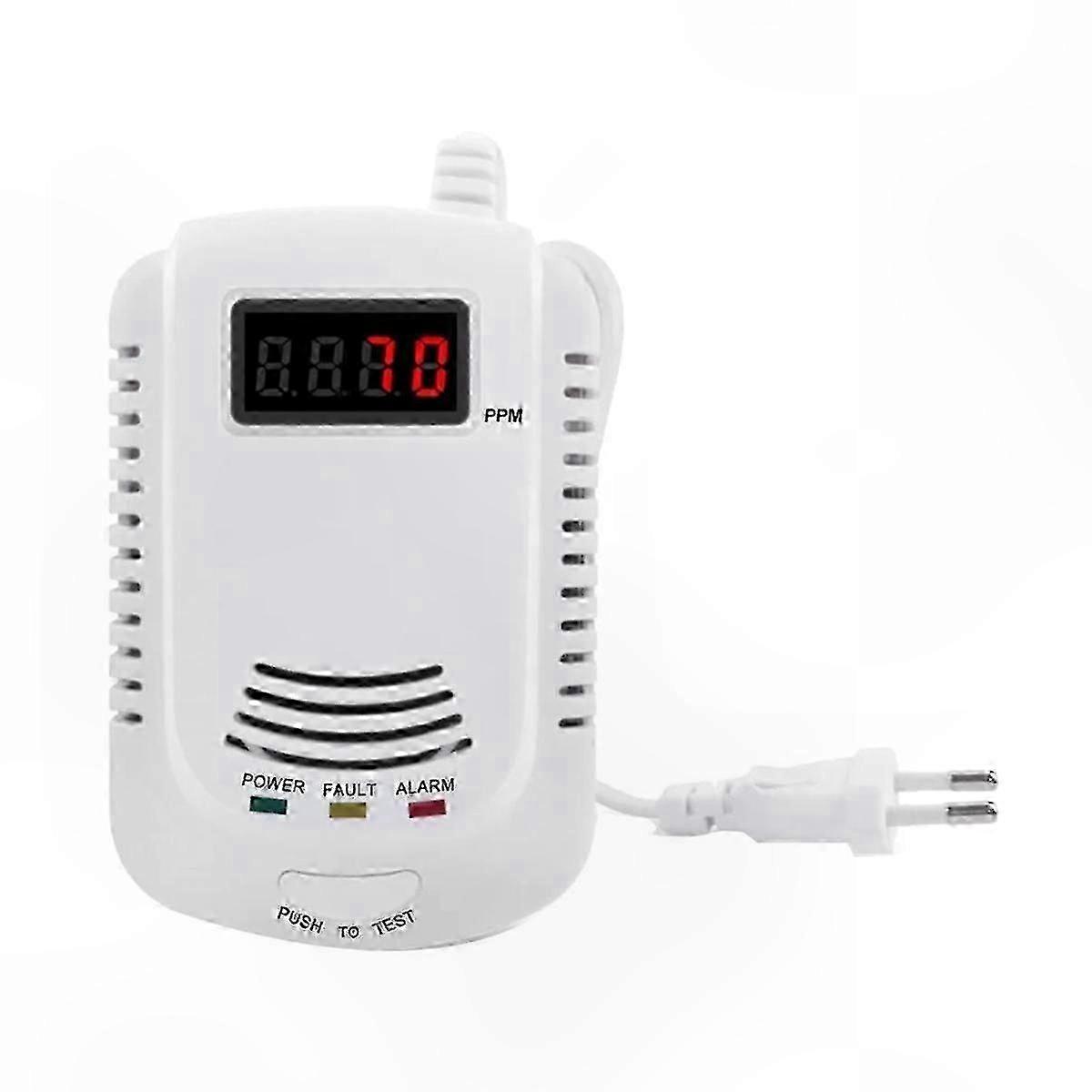 Combustible Gas Detector with LCD Display and EU Plug for Home Safety Monitoring