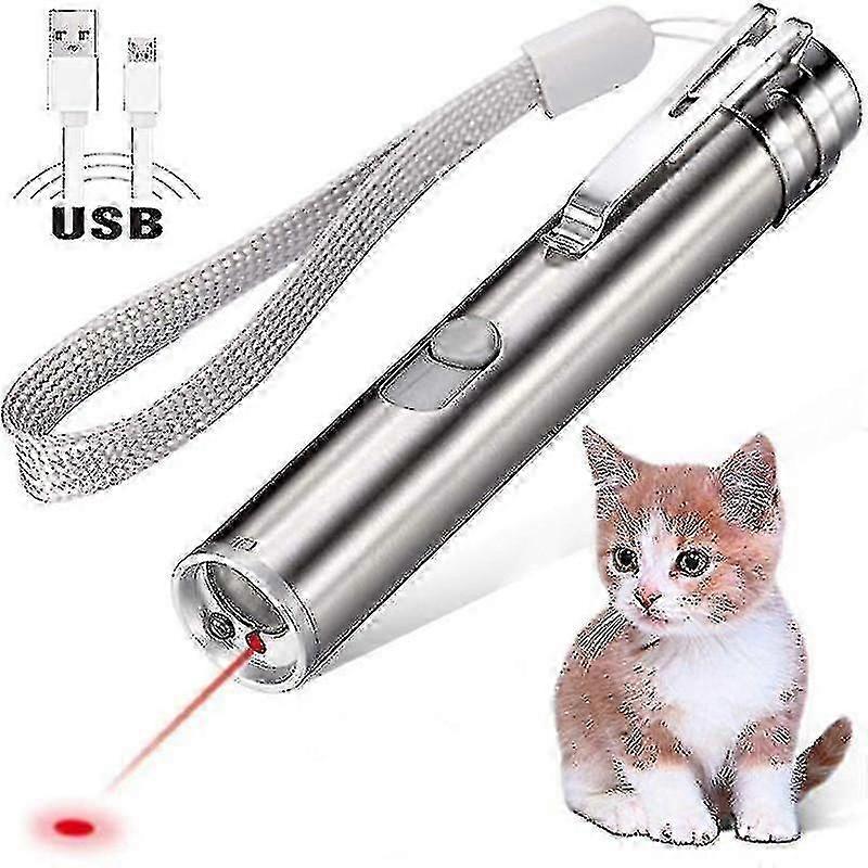 Usb Rechargeable Pet Toy Cat Training Laser Pointer With Led Flashlight