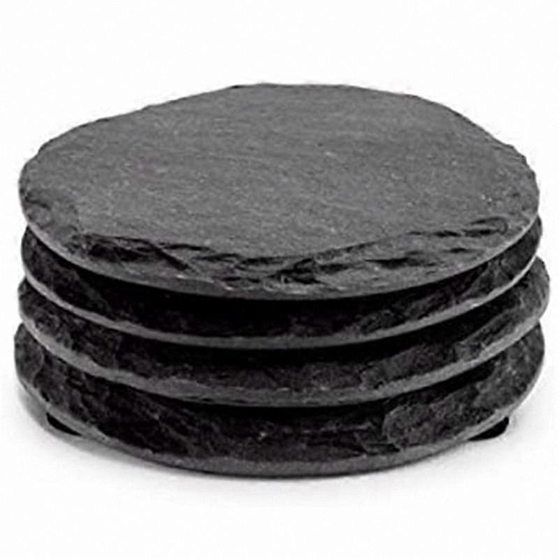 Set of 4 Handcrafted Round Coasters for Drinks, Coffee, and Wine Glasses in Black