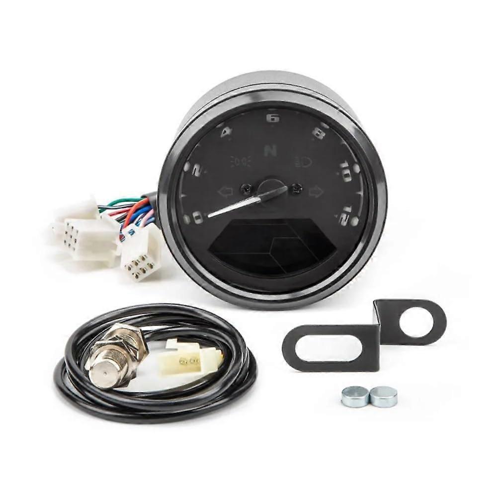 Motorcycle Speedometer Odometer Digital Indicator Night Vision Dial 12V Tachometer 12000 RPM Fuel Meter For Motorbike