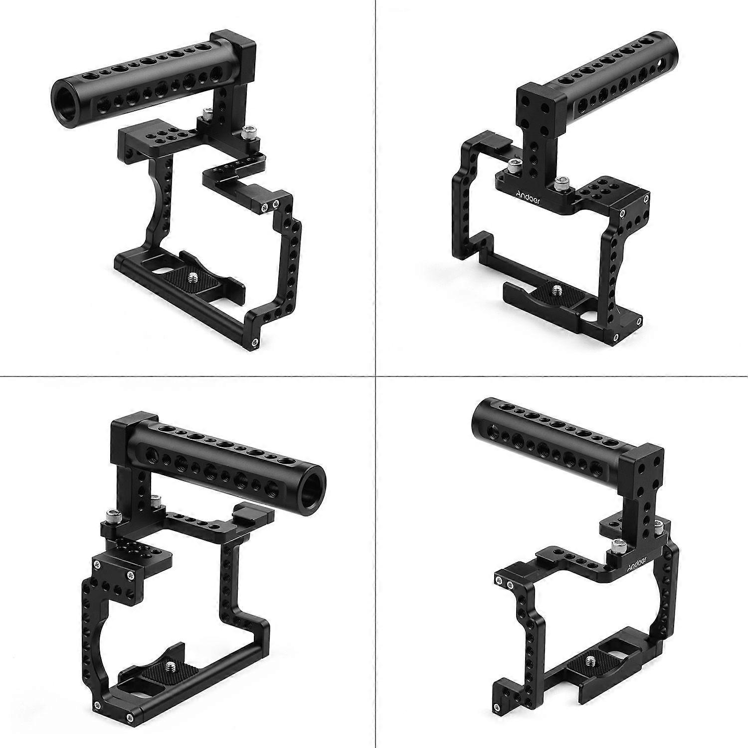 Anoder Camera Cage with Grip Handle Aluminum Alloy with Cold Shoe 1/4 3/8 Holes Compatible with Canon M50
