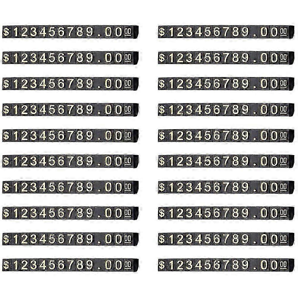 Adjustable Price Display Stand for Retail Stores - 20pcs Square Number Tags with Gold AccentsBlack  Gold SZRH A-S