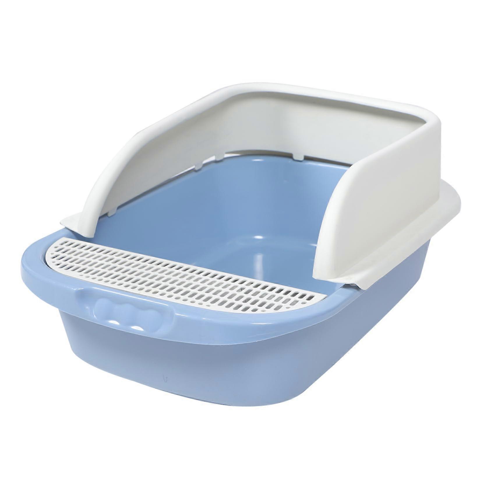 Detachable Open Type Cat Litter Box For Kittens Blue Small Toilet Tray, Easy Monitoring And Cleaning, Indoor Use