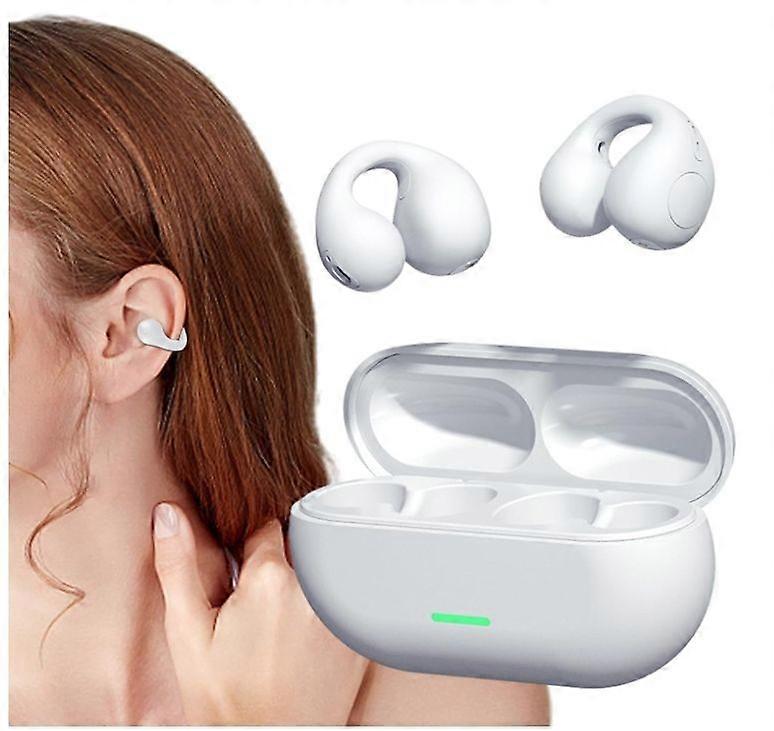 Open Ear Wireless Earbuds - Waterproof Sweatproof Workout Earbuds, Conduction Earbuds (White)