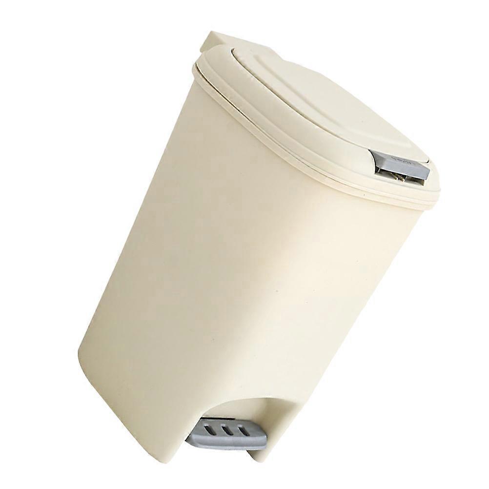 Households Rectangular Trash Bin for Living Room Home Use Beige Pp with Foot Pedal Operation 1Pack
