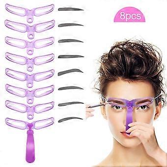 Genanvendelige 8 Styles øjenbryn Shaping Skabelon Hjælper Øjenbryn Stencils Kit Grooming Card