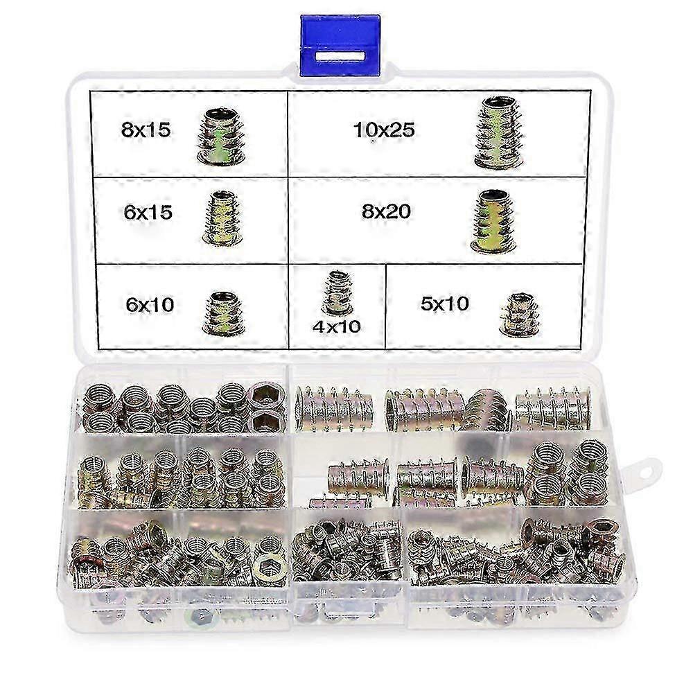 2023 - Insert fileté en bois, 100 pièces alliage de zinc, vis hexagonale à six pans creux, inserts filetés (ShiKai)