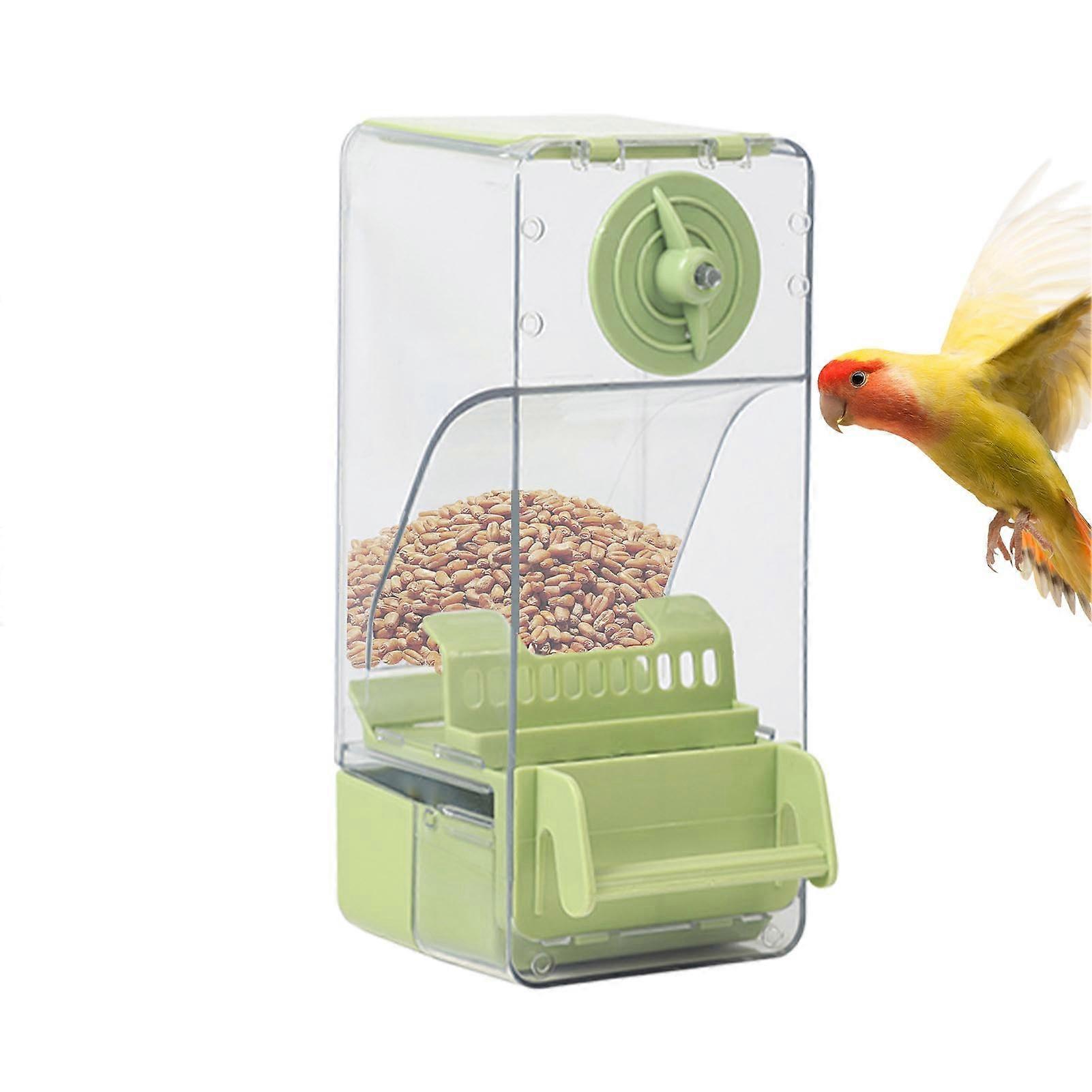 Automatic Bird Feeder Fill Hummingbird Station Food Dispenser for Parakeets and Cockatiels 3.74x4.13x8.07 Green