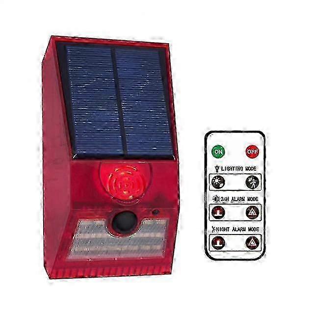 LED Solar Alarm Wall Light Wireless Motion Sensor LED Warning Light Security Lamp Strobe Light Remote Control Outdoor Garden