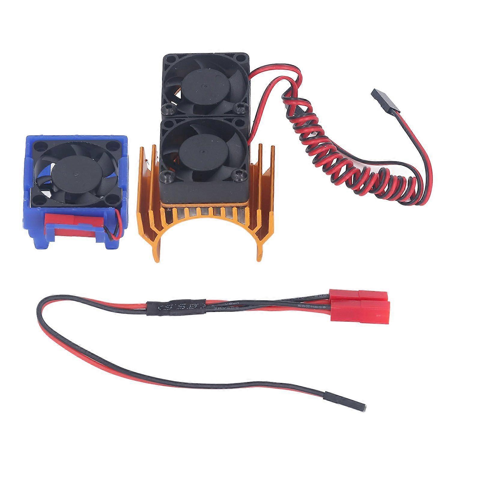 DC 5V RC Heat Sink High Velocity Fan Motor Radiator Fan Set for Traxxas Slash 44 VXL 1/10 RC Car Gold