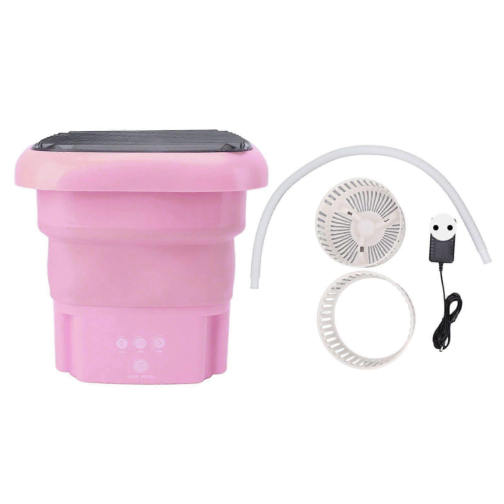 Small Foldable Washer Clothing Underwear Automatic Folding Washing Machine for Dormitory 100240V Pink EU Plug
