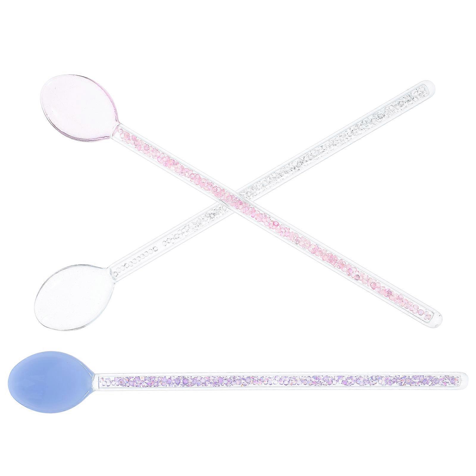 Glass Teaspoon for Serving 3Pcs Decorative Crystal Coffee Spoons