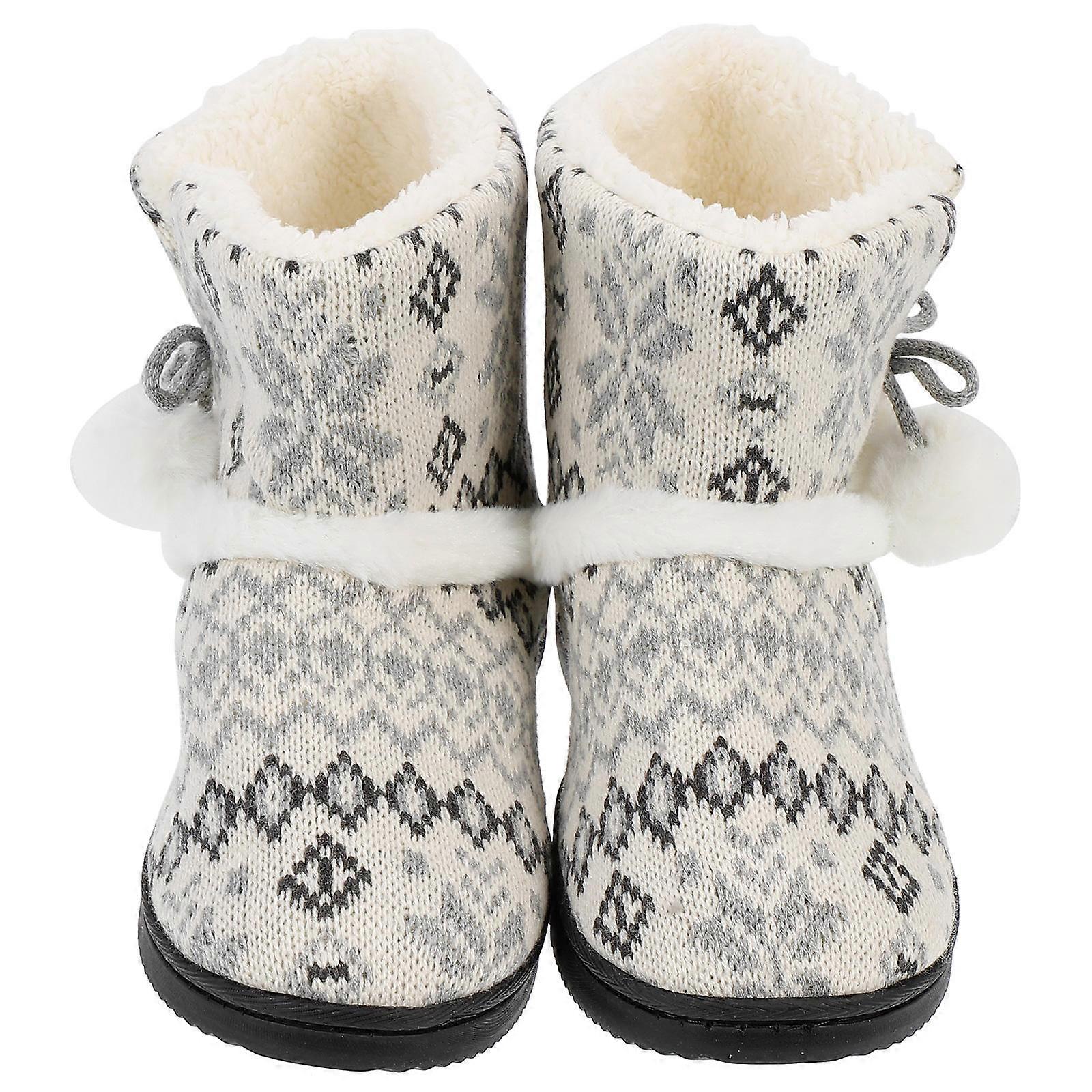 Plus Boots Warm Cotton Slippers for Cold Protection Grey
