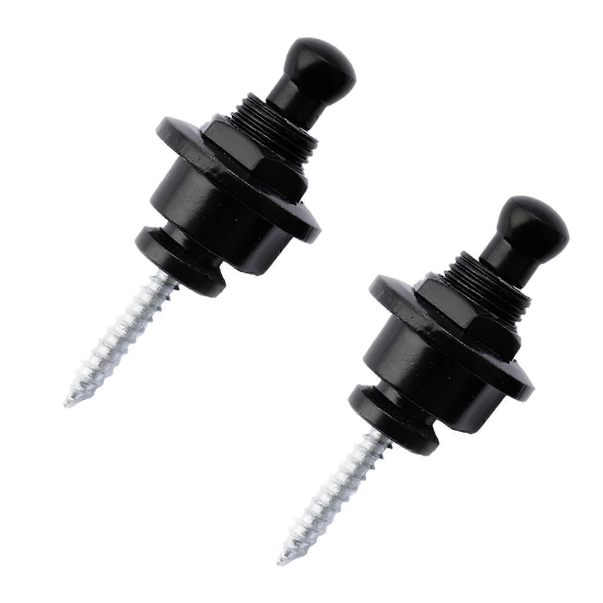 Metalliska element Gitarrrem Låsknappar Säkerhetsstift för Akustisk Klassisk Elbas Svart 2-pack