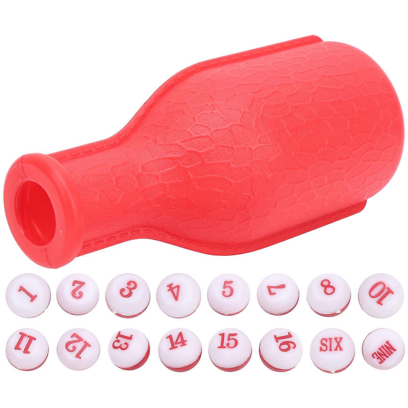16pcs Numbered Dice with Shaker Bottle Billiard Supplies Entertainment Games for Family Bar ClubRed