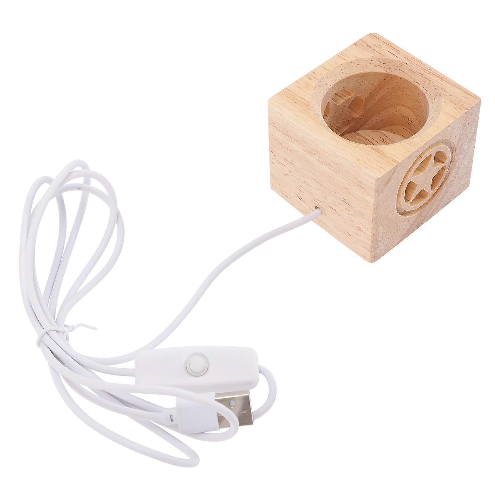 Crystal Ball Lamp Base Wooden Holder for Decor Use with USB Charging
