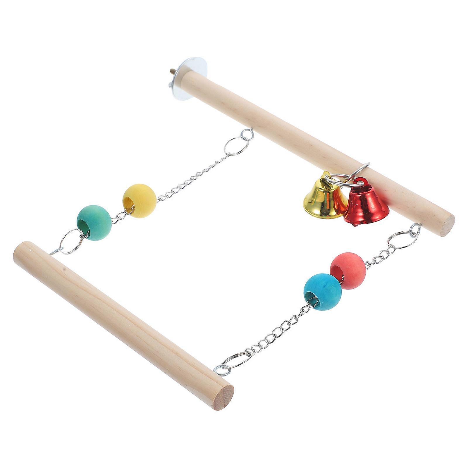 Wear-Resistant Parrot Swing Wooden Bird Toy for Playing 2Sets Hanging